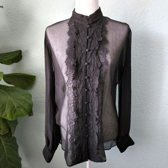 Chico's silk lace button down blouse - Picture 1 of 9